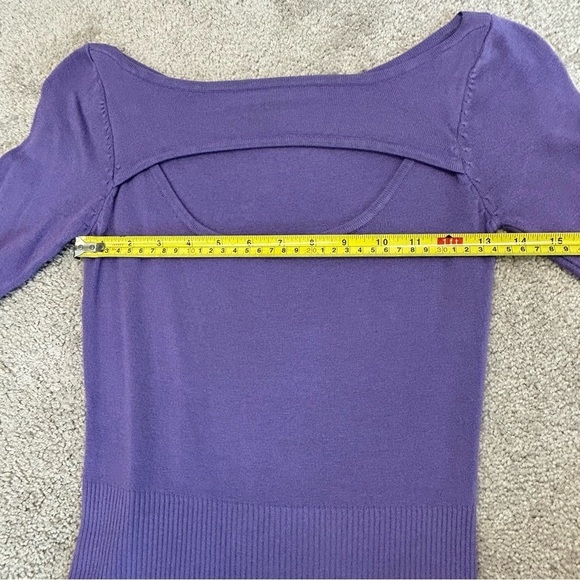 URBAN behaviour light purple 3/4 sleeve keyhole peephole knit sweater Sz M - Picture 5 of 7